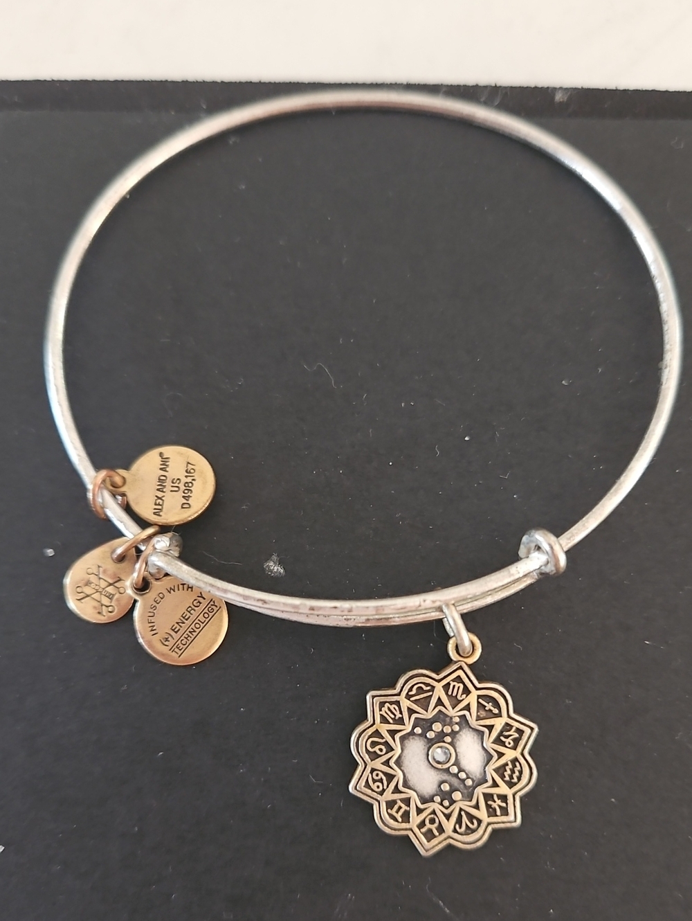 Alex and Ani Silver and Gold Scorpio Medallion Bangle Bracelet